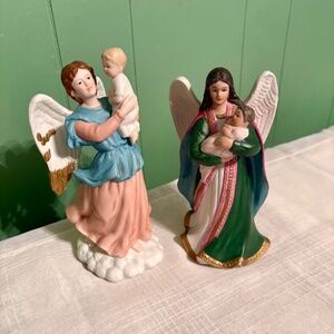 Angel & Child Porcelain Figurine #1417 & #1436 Angel With Baby Home Interior